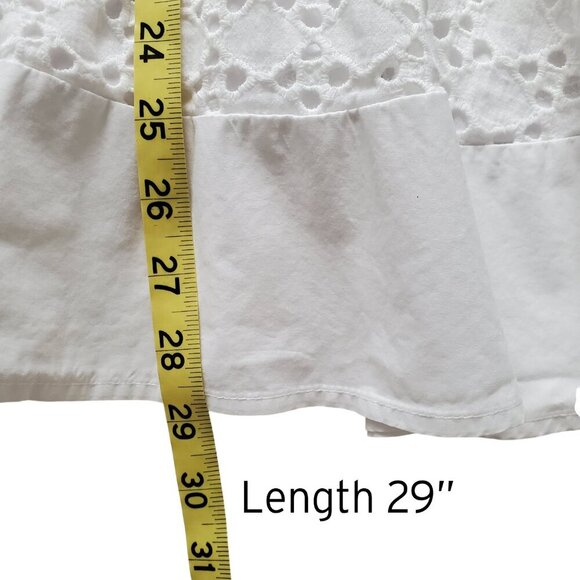Gianni Bini White 100% Cotton Feminine Fishtail Eyelet Ruffle Hem Skirt M - Picture 10 of 13